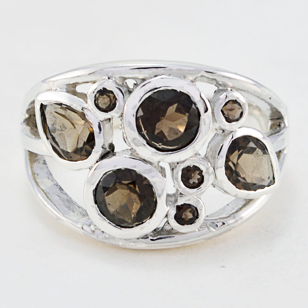 Handmade Gem Smoky Quartz Sterling Silver Ring Luxury Jewelry Brands