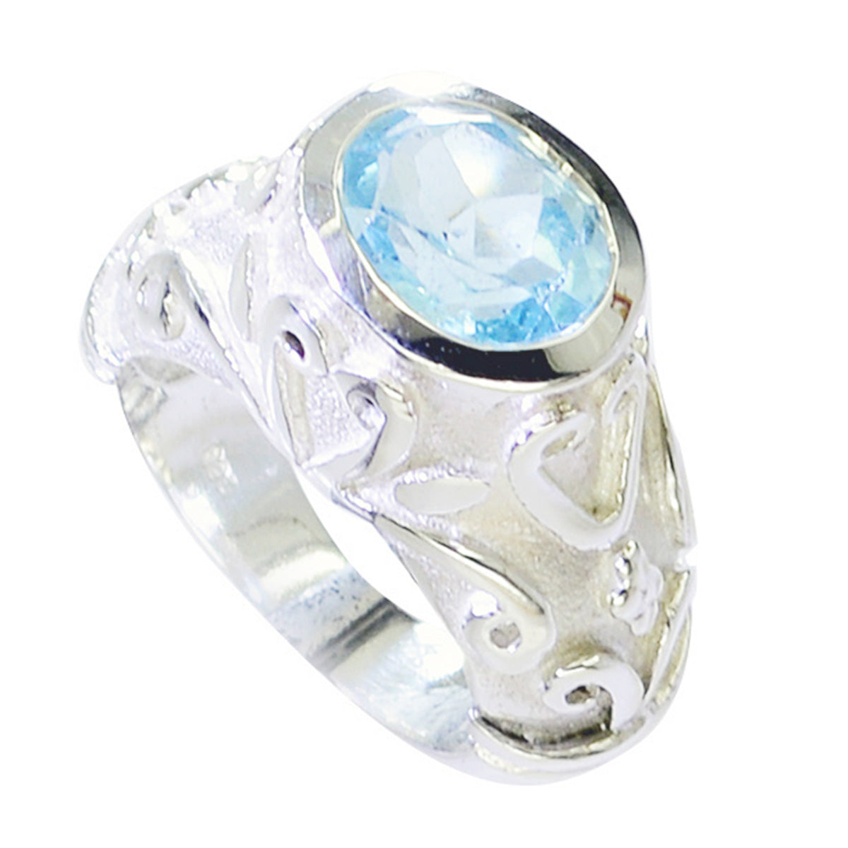 Ideal Gem Blue Topaz 925 Sterling Silver Ring Jewelry Manufacturers