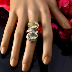 India Gemstones Lemon Quartz Solid Silver Ring Victorian Jewelry