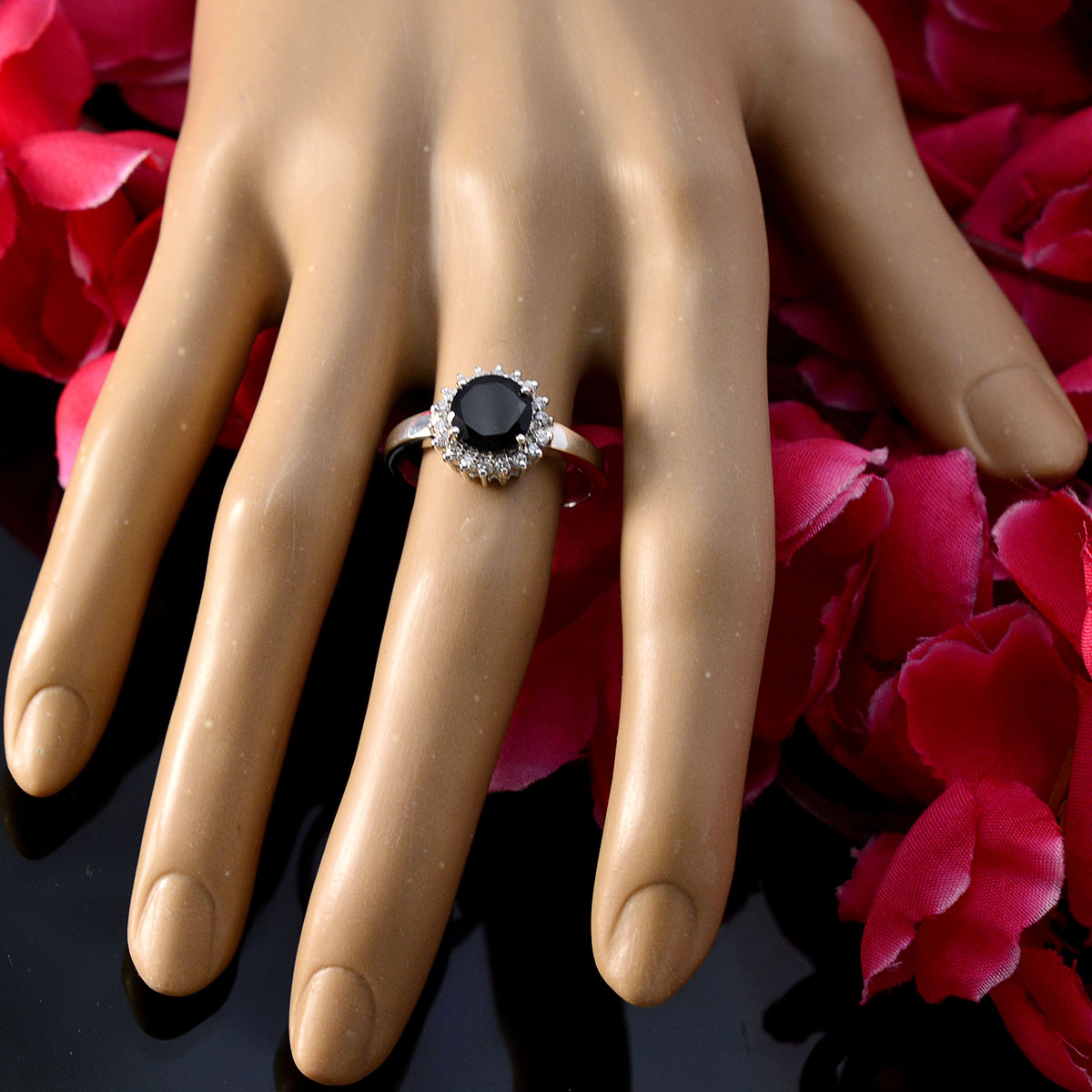 Indian Stone Black Onyx 925 Sterling Silver Ring Jewelry Factory