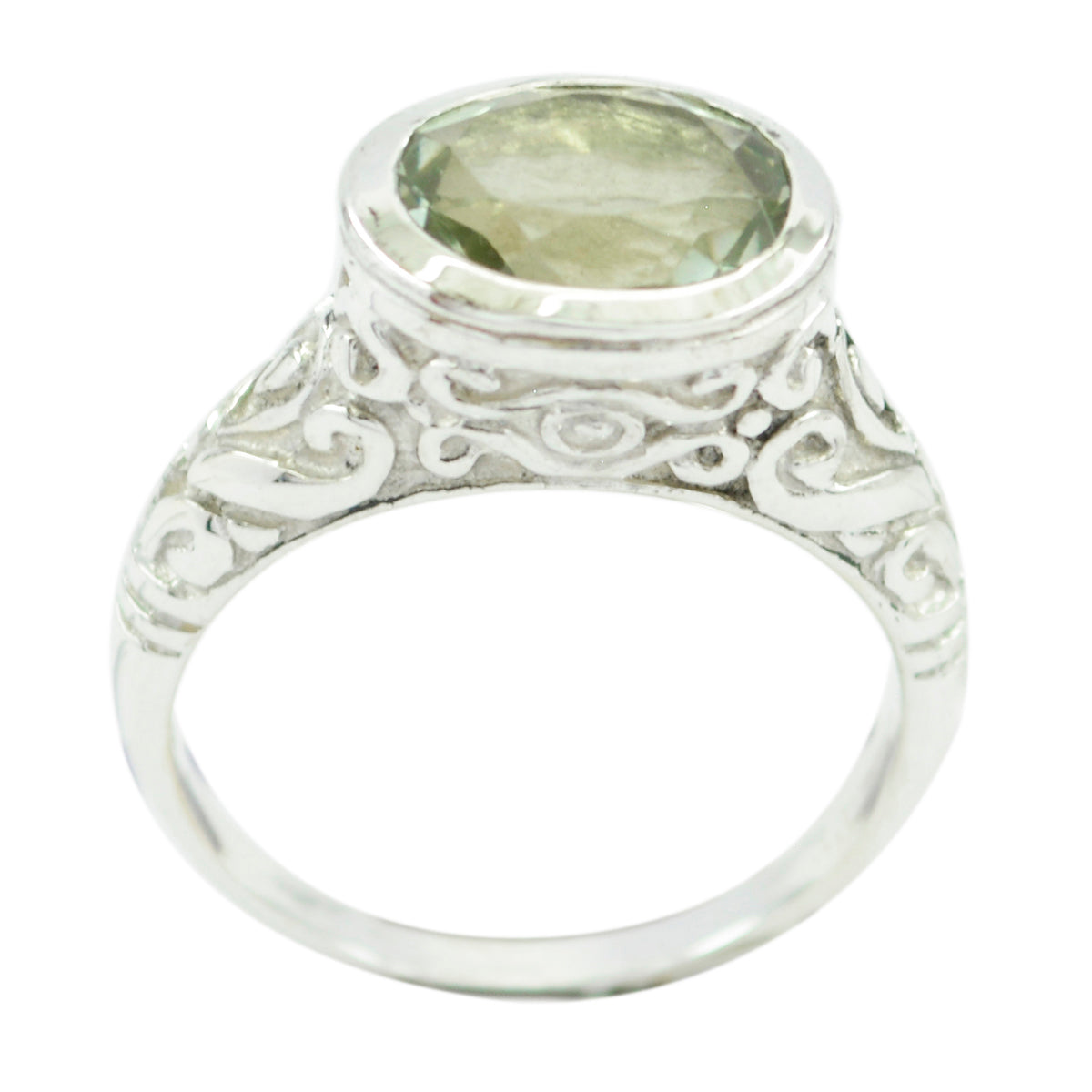 Inviting Gems Green Amethyst Sterling Silver Ring Great Selling Item