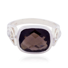 Luscious Gems Smoky Quartz Solid Silver Ring Kate Middleton Jewelry