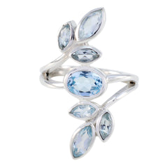 Magnetic Gemstone Blue Topaz 925 Sterling Silver Ring Locking Jewelry Box
