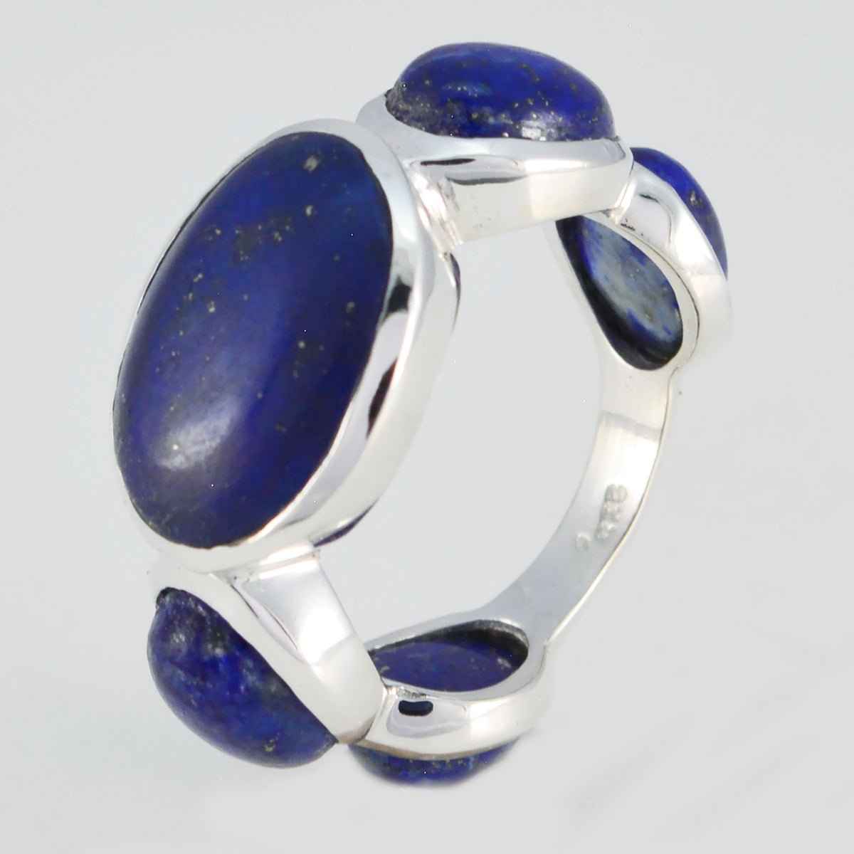Magnetic Stone Lapis Lazuli Solid Silver Rings Statement Jewelry