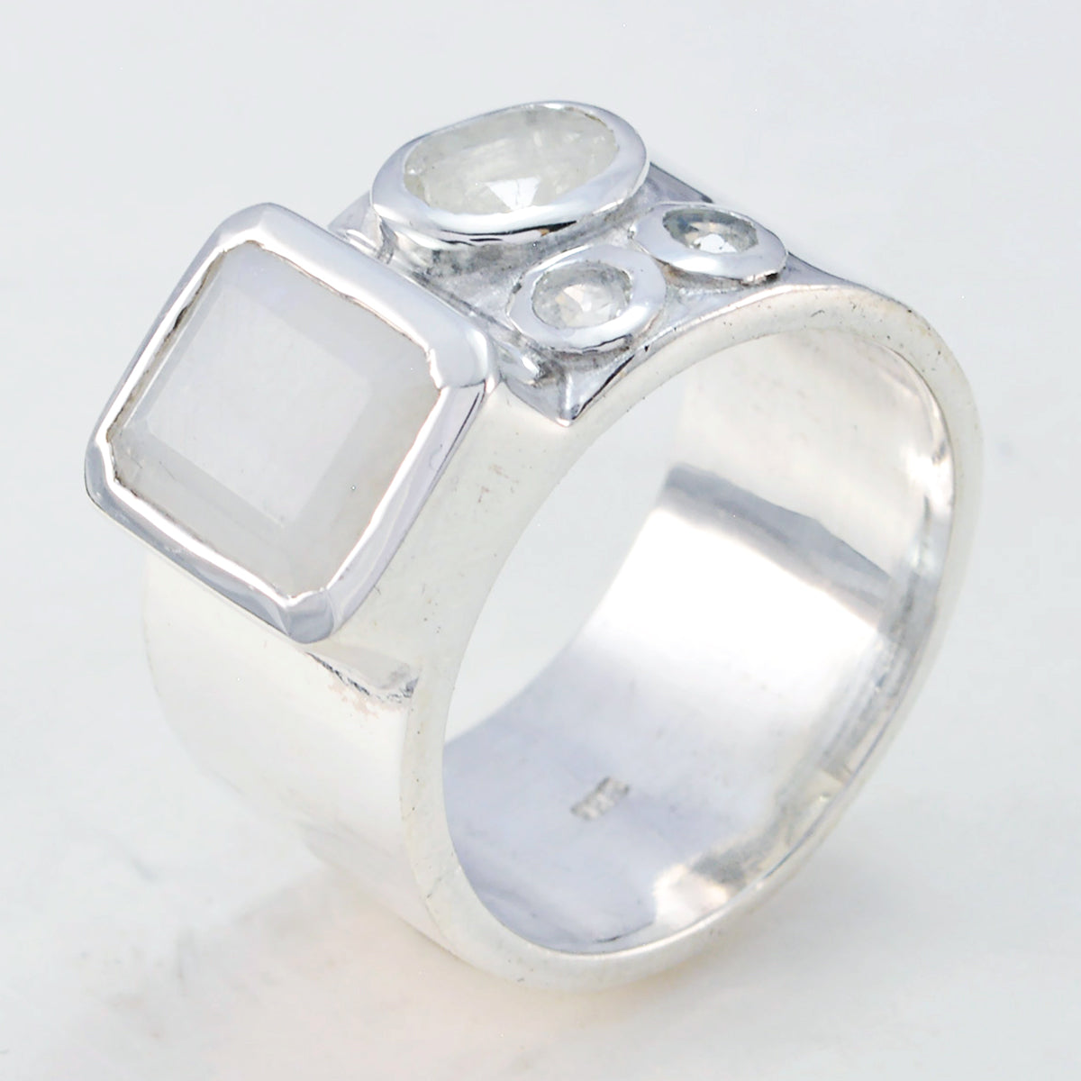 Magnetic Stone Rainbow Moonstone Silver Ring Handmade Jewelry Ideas