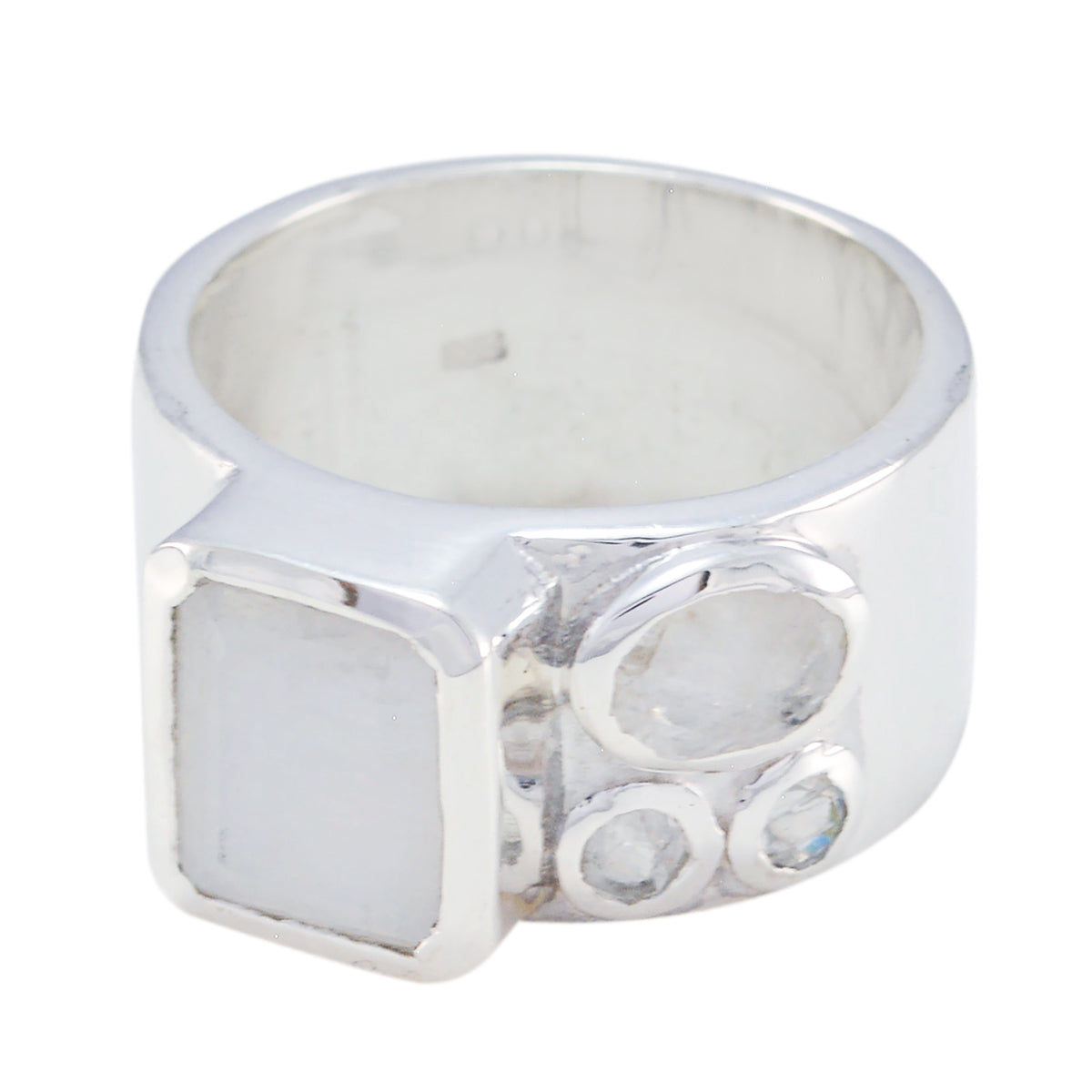 Magnetic Stone Rainbow Moonstone Silver Ring Handmade Jewelry Ideas