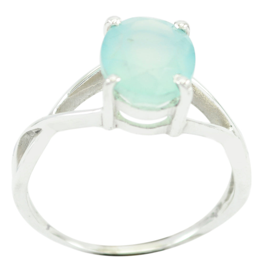 Magnificent Gem Aqua Chalcedony Sterling Silver Ring Goldsmith Jewelry