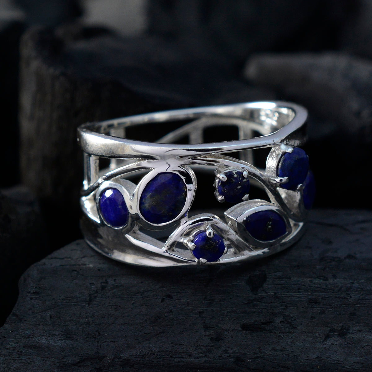 Magnificent Gem Lapis Lazuli Sterling Silver Ring Steampunk Jewelry