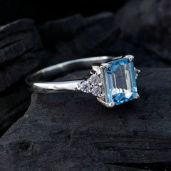 Natural Gem Blue Topaz 925 Sterling Silver Ring Most Selling Items