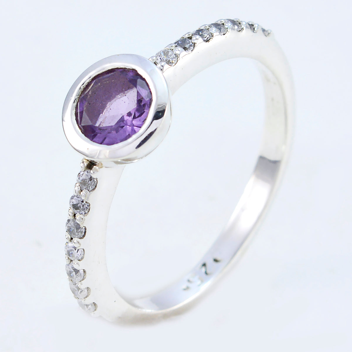 Natural Gemstone Amethyst 925 Sterling Silver Ring 1920s Jewelry