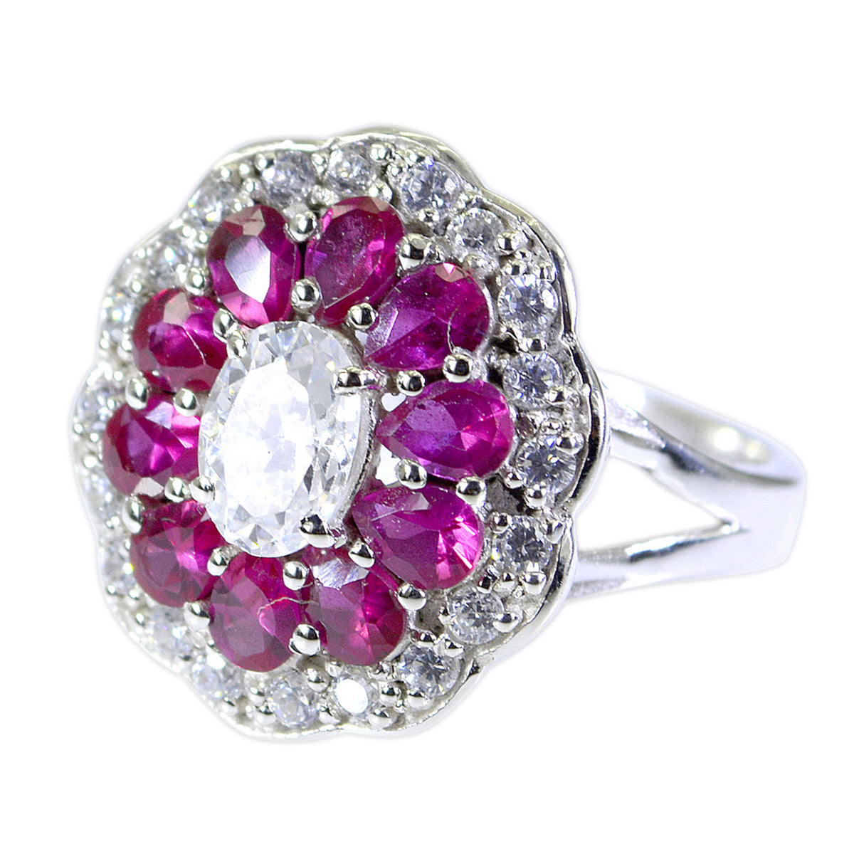 Nice Gemstones Multi Stone 925 Silver Rings Ballarina Jewelry Box