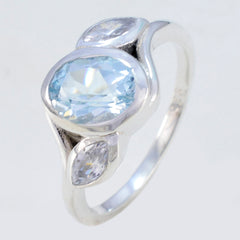 Nice Stone Blue Topaz Sterling Silver Ring Luxury Jewelry Brands