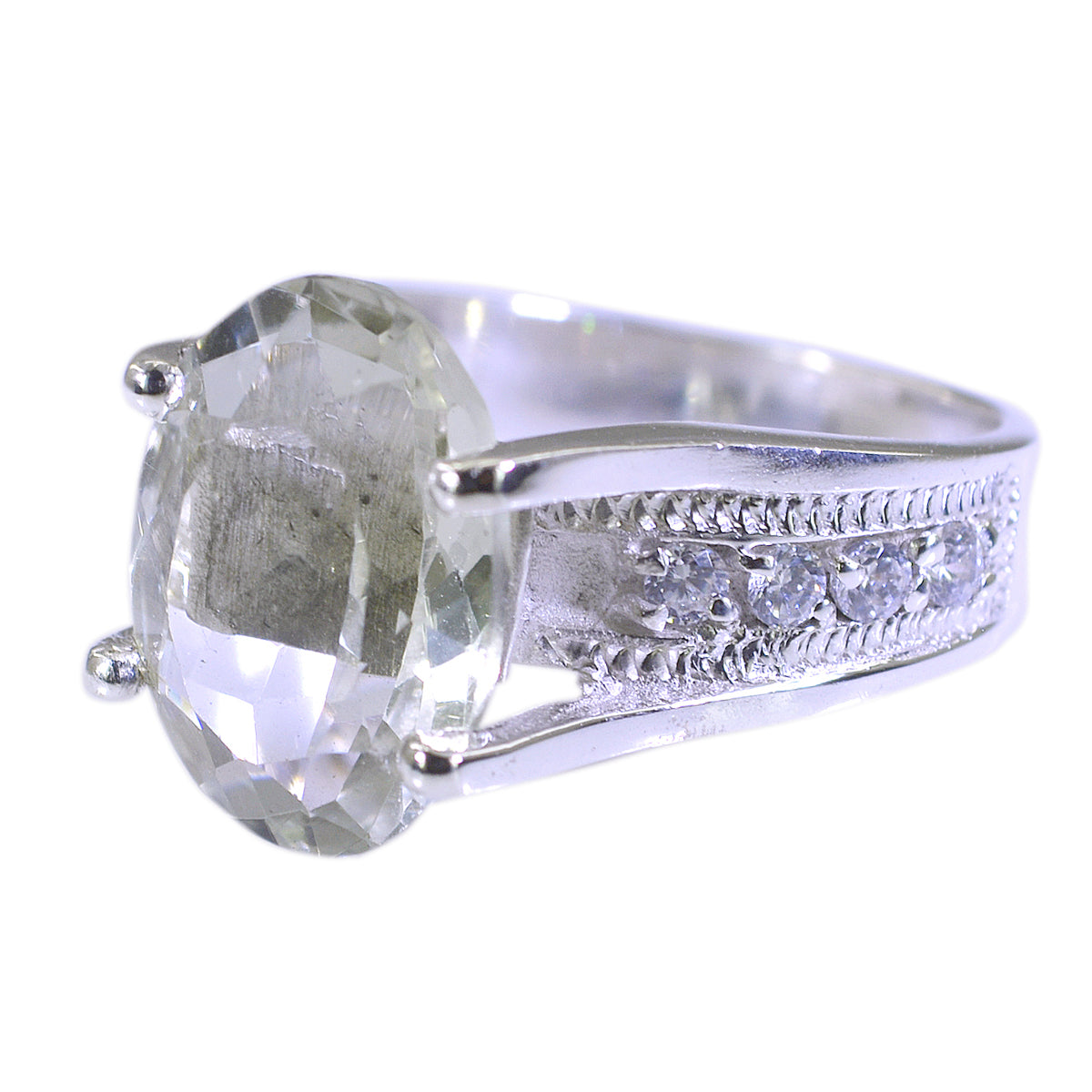 Pleasing Stone Green Amethyst Sterling Silver Ring Infinity Jewelry