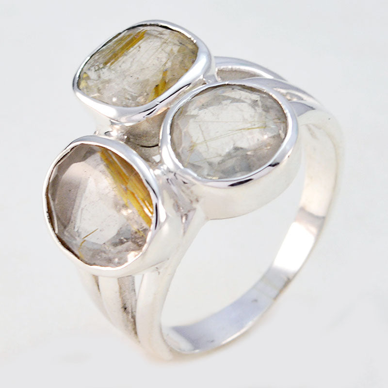 Presentable Gem Rutile Quartz Silver Ring Jewelry For Girlfriend