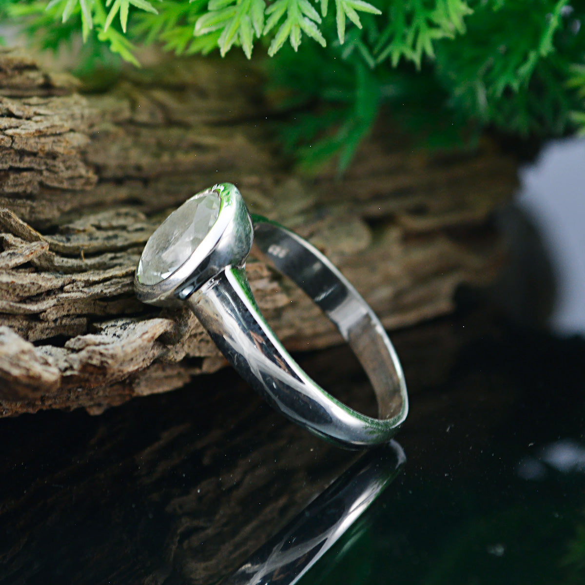 Presentable Gems Green Amethyst Solid Silver Rings Handmade Jewellery