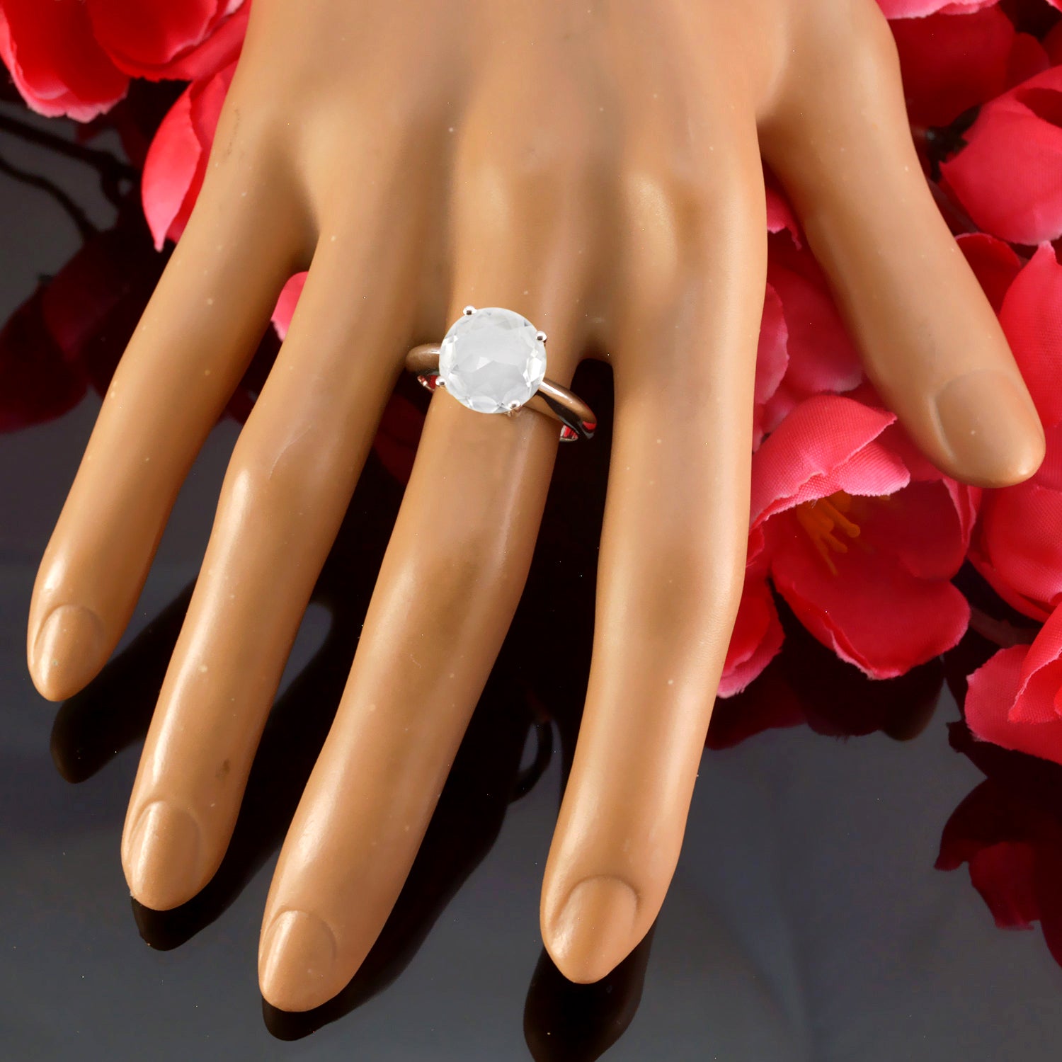 Presentable Gemstone Crystal Quartz Sterling Silver Rings Yoga Jewelry