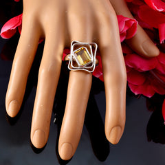 Prettyish Gemstone Citrine Sterling Silver Ring Statement Jewelry