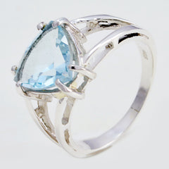 Pulchritudinous Gem Blue Topaz Solid Silver Ring Nickel Free Jewelry