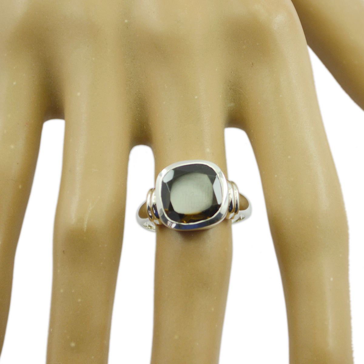 Pulchritudinous Gemstones Smoky Quartz Solid Silver Ring Jewelry Safes
