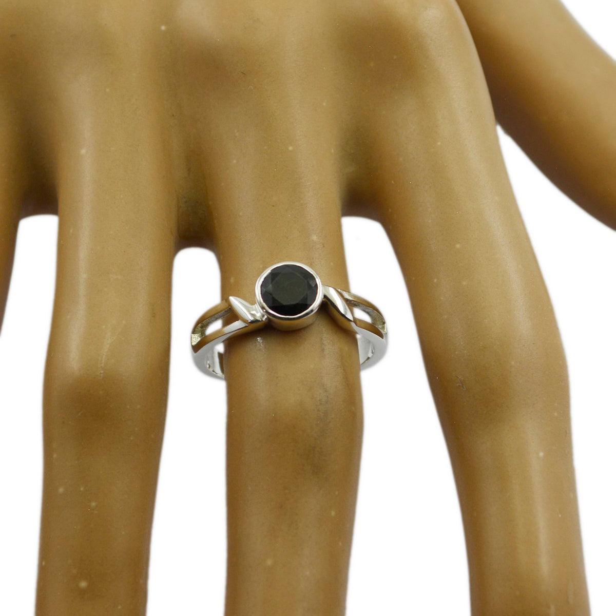 Pulchritudinous Stone Black Onyx Solid Silver Ring Iced Out Jewelry