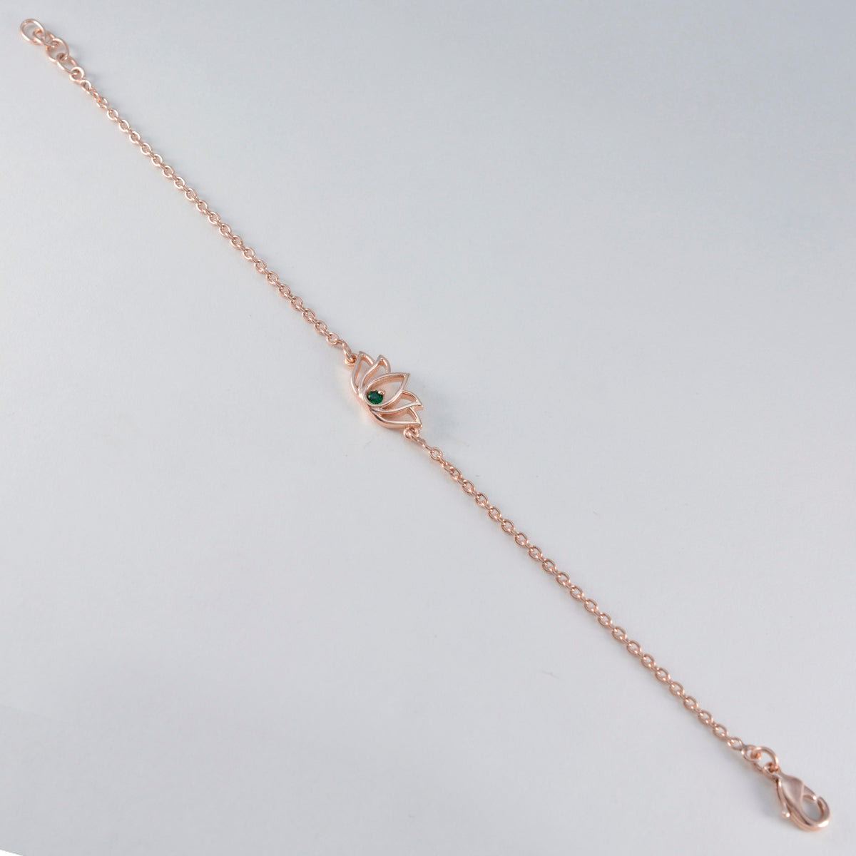Riyo elegante 925 sterling zilver met rosévergulde armband voor dames Emerald CZ armband bezel setting armband met vishaak bedelarmband.