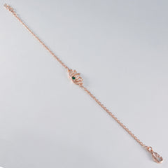 riyo элегантный браслет из стерлингового серебра 925 пробы с покрытием из розового золота для женщин, изумрудный браслет из чешского камня, браслет с оправой, браслет с подвеской в виде рыбьего крючка.