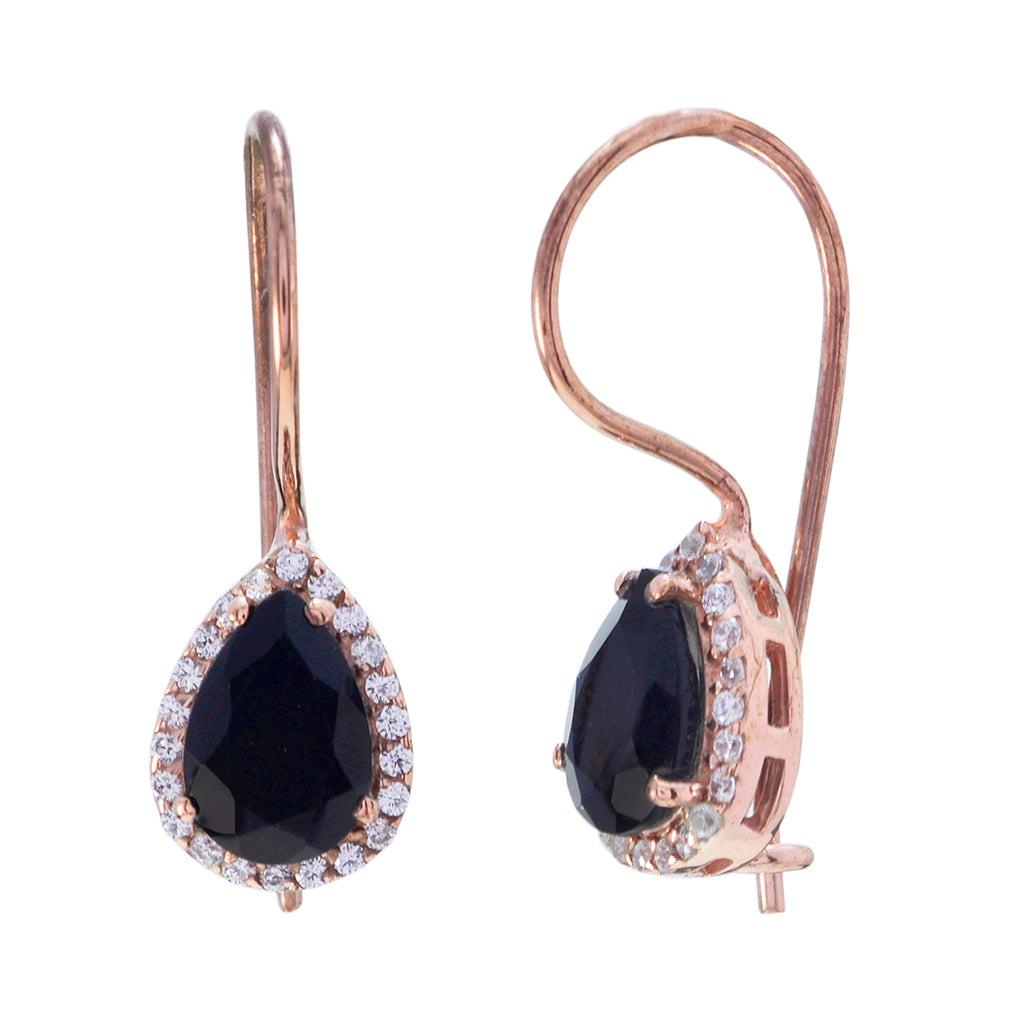 Riyo Stunning Sterling Silver Earring For Women Black Onyx Earring Bezel Setting Black Earring Dangle Earring