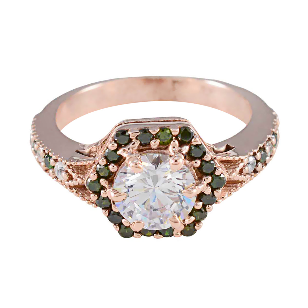 Классическое серебряное кольцо riyo с покрытием из розового золота, синий сапфир, круглая форма, закрепка зубца, ювелирные изделия ручной работы, коктейльное кольцо