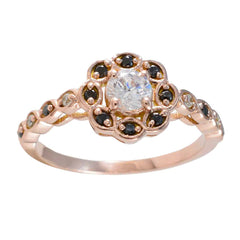 Riyo Aangepaste zilveren ring met roségouden blauwe saffiersteen Hartvorm Prong Setting Stijlvolle sieraden verlovingsring