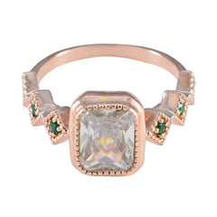 riyo ädelsten silverring med roséguldplätering smaragd cz sten oktagonform infattning smycken cocktailring