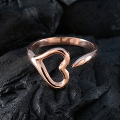 Riyo India zilveren ring met roségouden platte hartvorm op maat gemaakte sieraden Afstudeerring