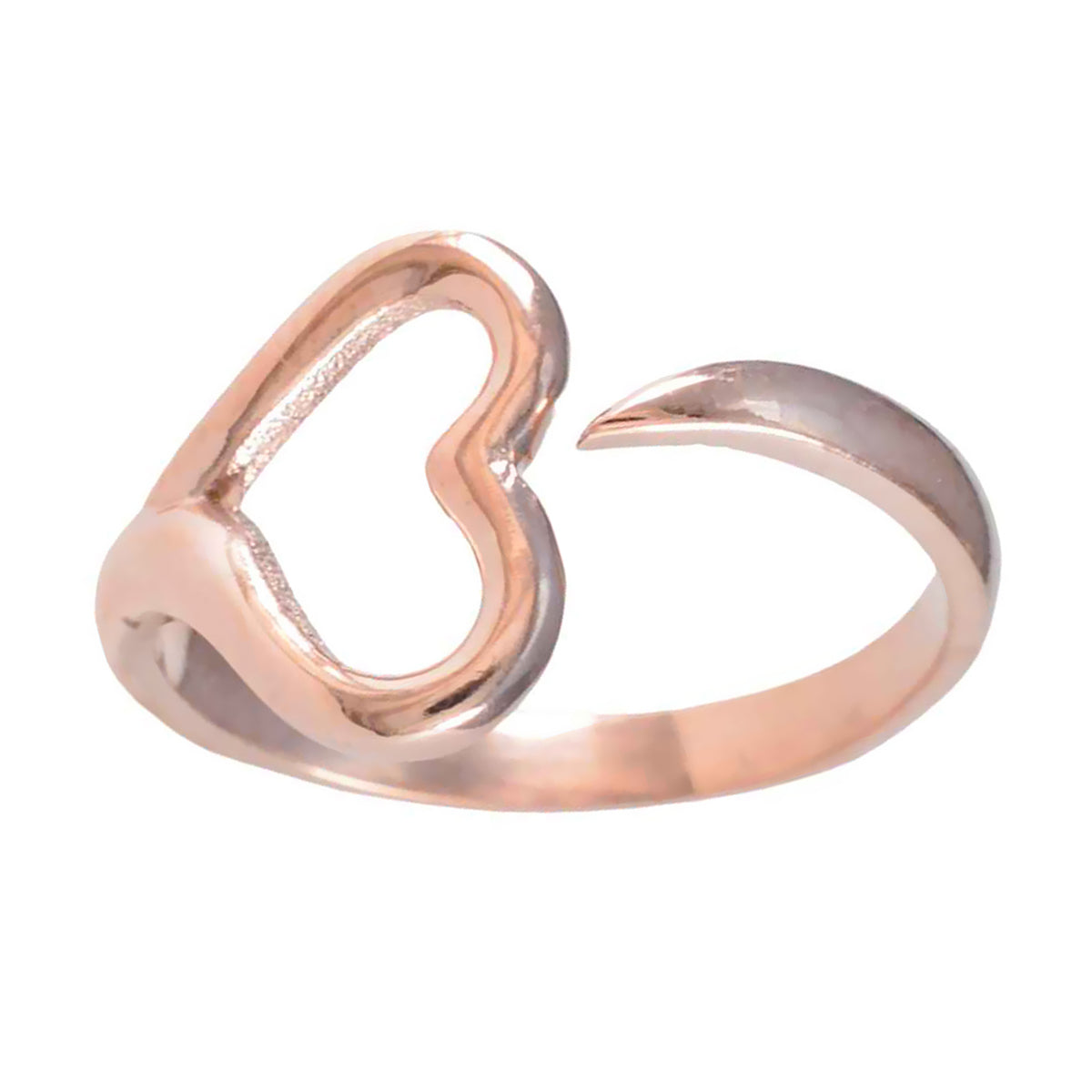 Riyo India Silver Ring With Rose Gold Plating Plain Heart Shape Custom Jewelry Graduation Ring