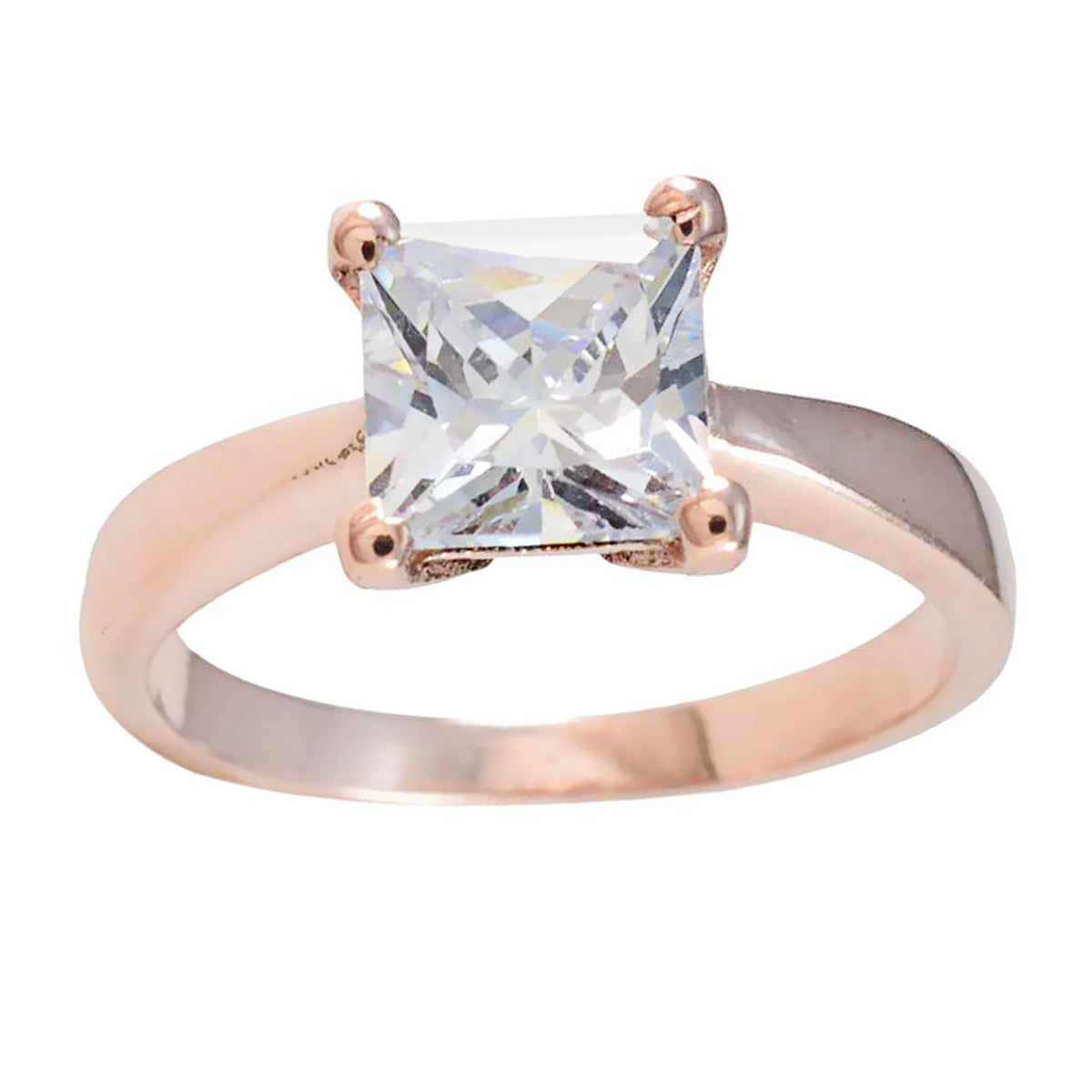 Серебряное кольцо riyo оптом с покрытием из розового золота, белый камень cz, квадратная форма, стильное ювелирное украшение, коктейльное кольцо