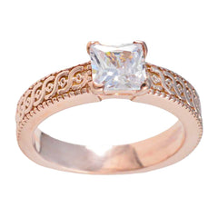 riyo in quantità anello in argento con placcatura in oro rosa anello pasquale con pietra bianca cz a forma quadrata con montatura a punta