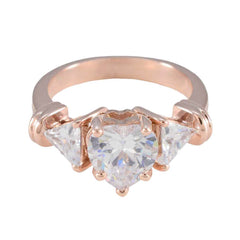 Серебряное кольцо Riyo Jaipur с покрытием из розового золота, белый камень cz в форме сердца, установка зубца, антикварное ювелирное изделие, выпускное кольцо