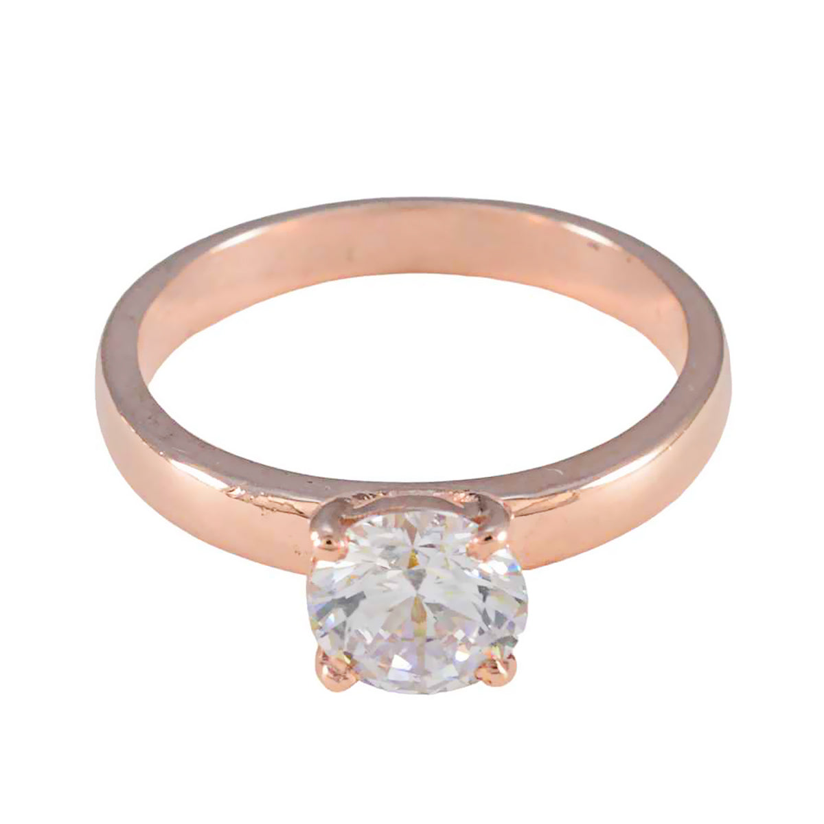 Ювелирные изделия Riyo, серебряное кольцо с покрытием из розового золота, белый камень cz, круглая форма, зубец, свадебные украшения, кольцо на Хэллоуин