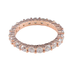 Riyo Jewelry zilveren ring met roségouden witte CZ-steen ronde vorm Prong Setting bruidssieraden Halloween-ring