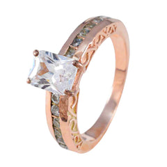 riyo mogen silverring med roséguldplätering vit cz-sten åttakant form uttag mode smycken alla hjärtans dag ring