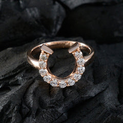 Anillo de plata cuantitativo riyo con chapado en oro rosa, piedra cz blanca, ajuste de punta redonda, joyería nupcial, anillo de Viernes Negro