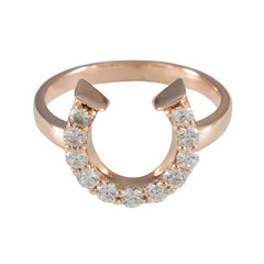 Riyo Quantitative Silver Ring With Rose Gold Plating White CZ Stone Round Shape Prong Setting Bridal Jewelry Black Friday Ring