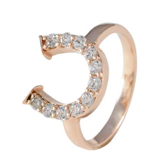 Riyo kwantitatieve zilveren ring met roségouden witte CZ-steen ronde vorm Prong Setting bruidssieraden Black Friday-ring