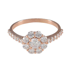 Riyo levert zilveren ring met roségouden witte CZ-steen ronde vorm Prong Setting mode-sieraden verlovingsring