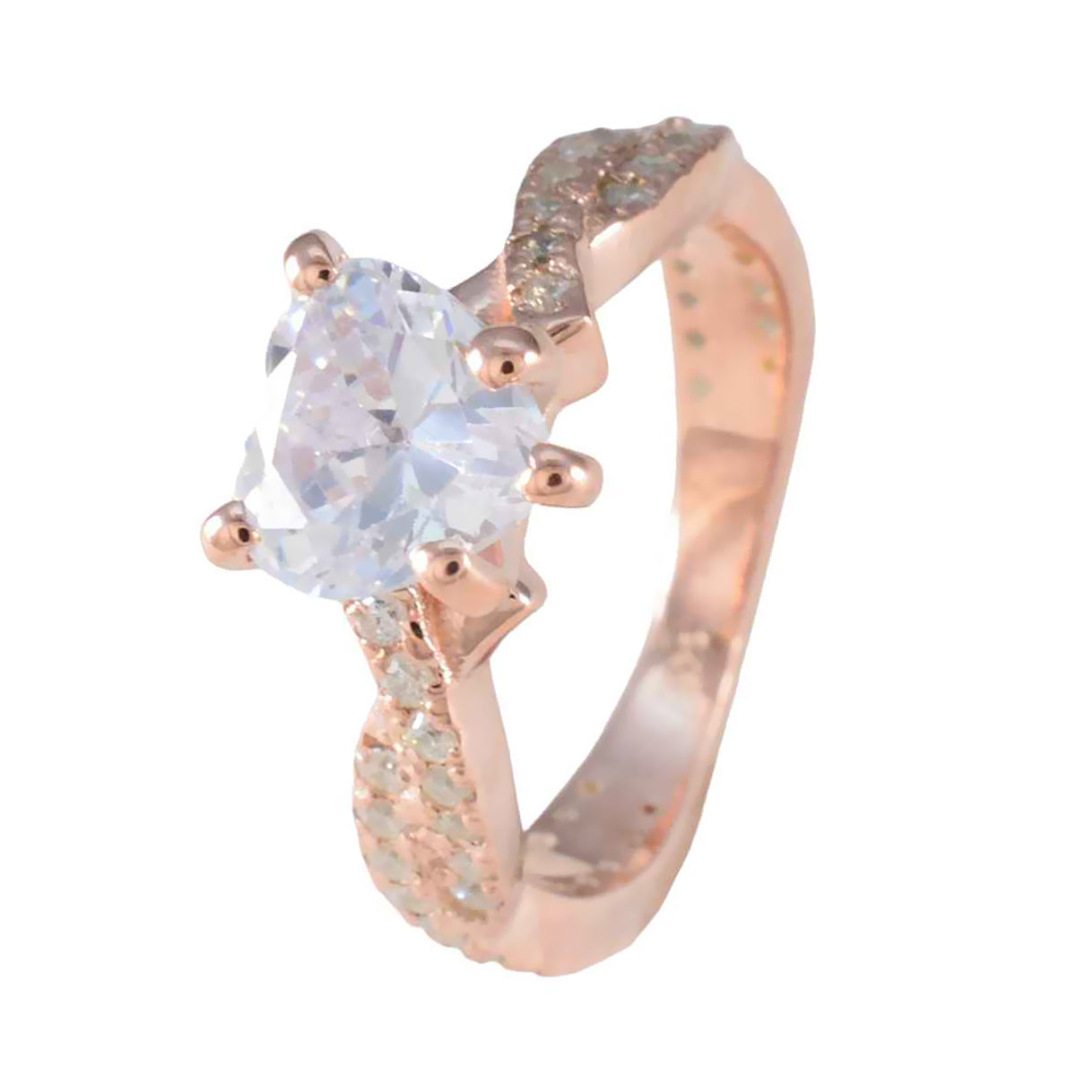 riyo vintage silverring med roséguldplätering vit cz sten hjärta form uttag inställning antika smycken halloween ring