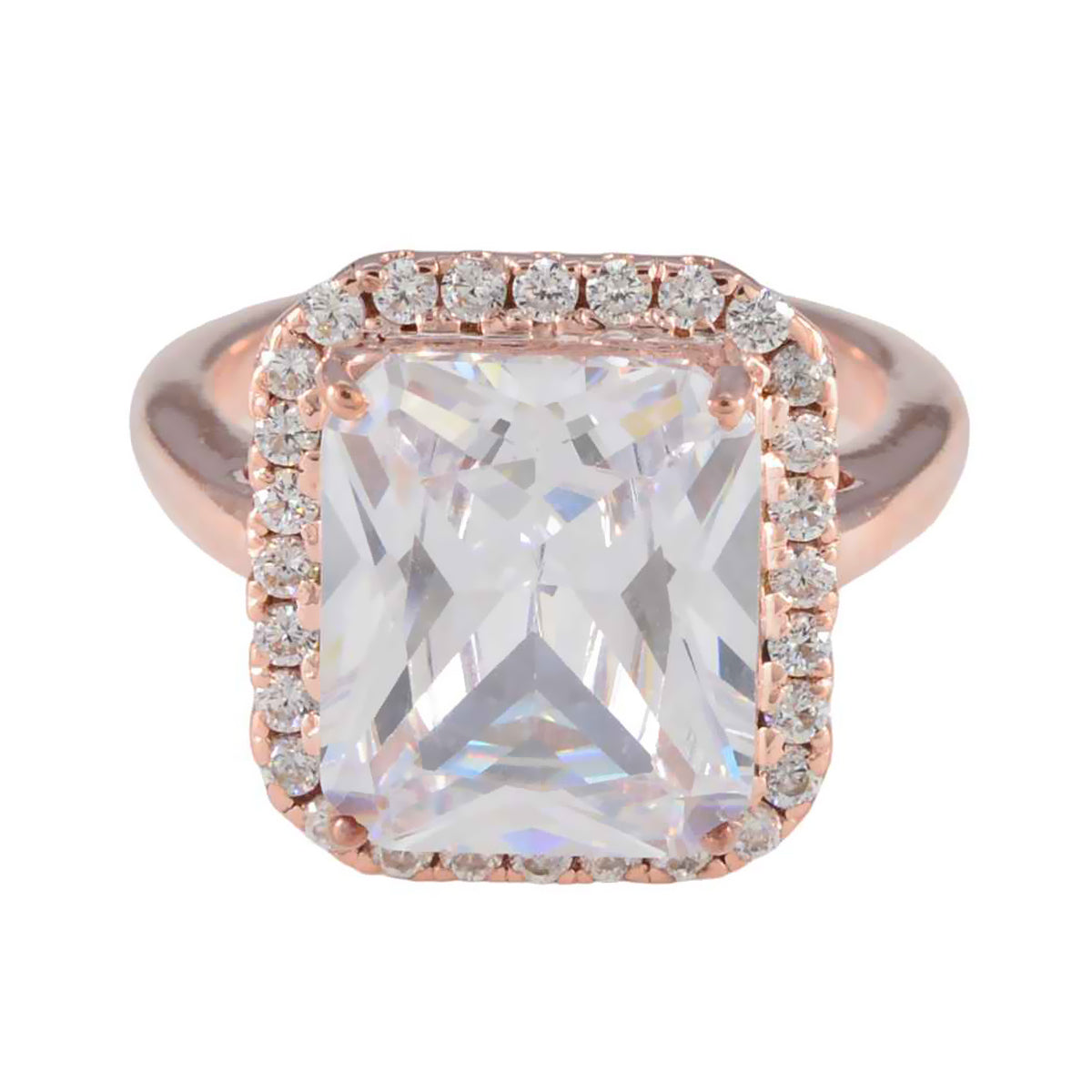 anello riyo in argento antico con placcatura in oro rosa pietra bianca cz a forma ottagonale con montatura a punta per gioielli personalizzati anello del ringraziamento