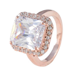 Антикварное серебряное кольцо Riyo с покрытием из розового золота, белый камень cz, восьмиугольная форма, установка зубца, ювелирные изделия на заказ, кольцо на День благодарения