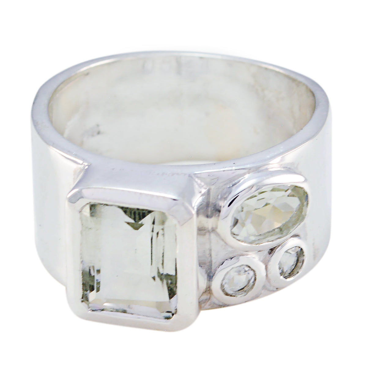 Rajasthan Gem Green Amethyst Sterling Silver Ring Indian Bridal Jewelry