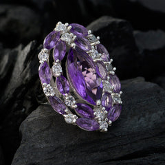 Rajasthan Gemstones Amethyst Solid Silver Rings Gift For Halloween
