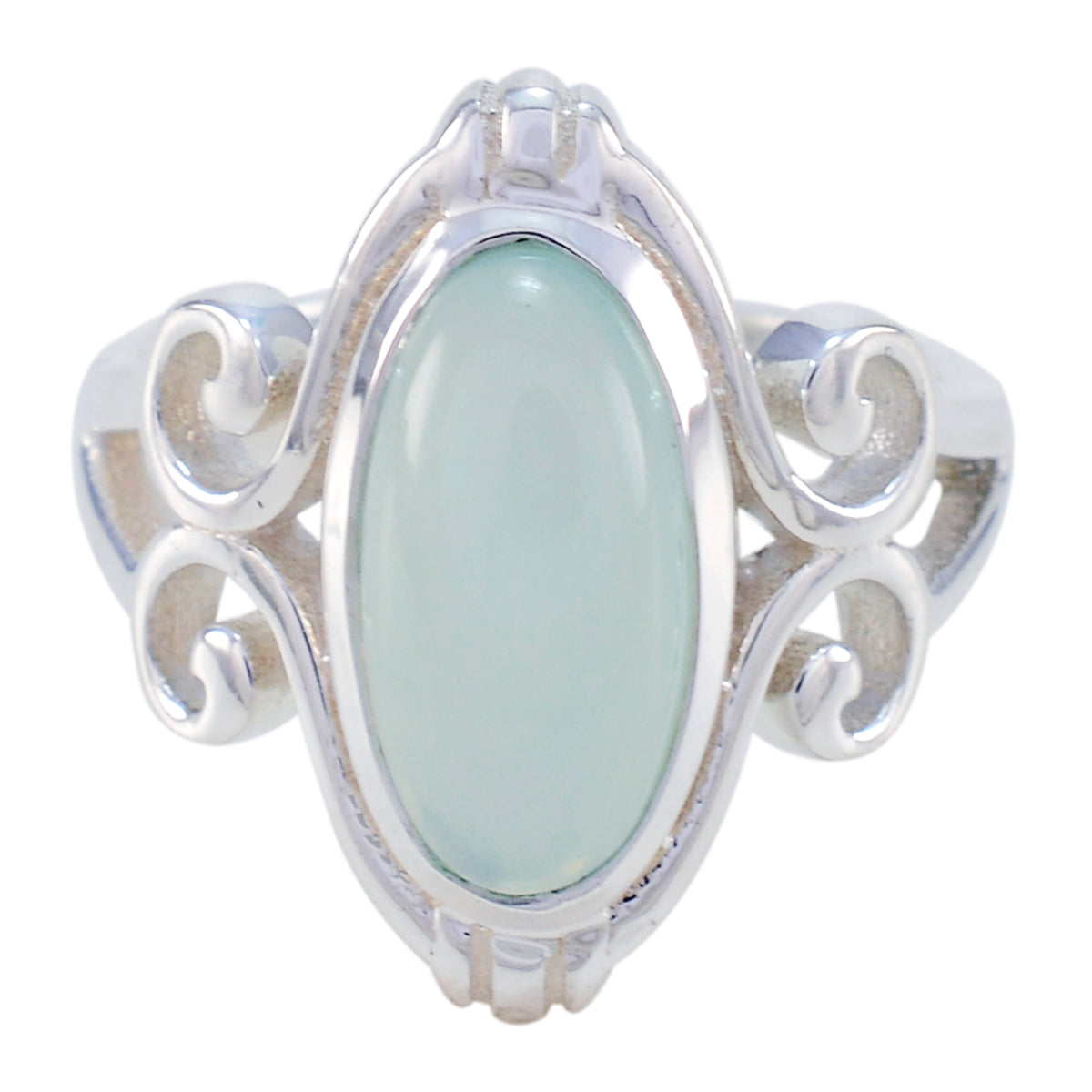 Refined Gemstone Aqua Chalcedony Sterling Silver Rings Good Jewelry
