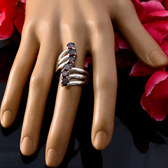 Riyo Aesthetic Gems Garnet 925 Sterling Silver Ring Enamel Jewelry