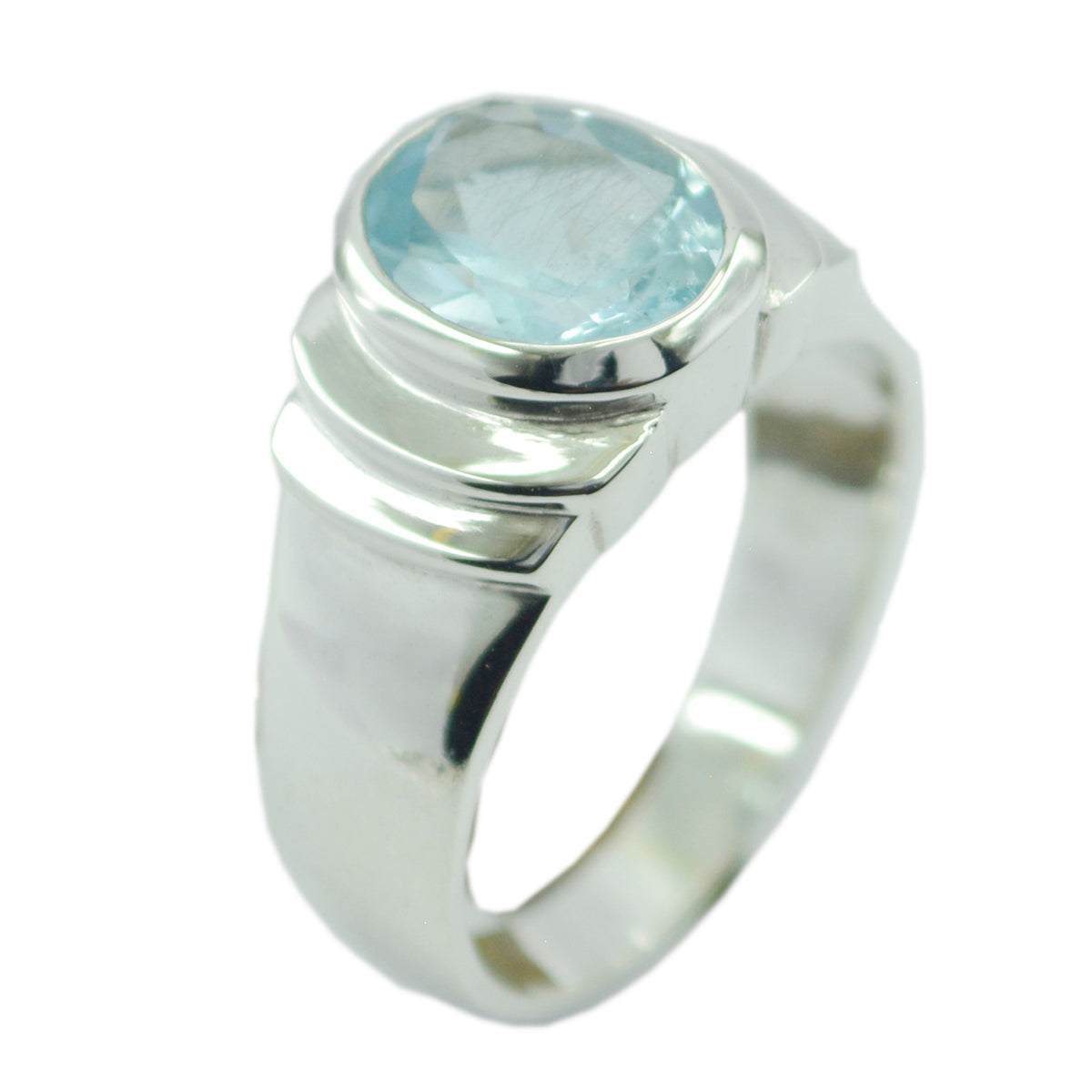 Riyo Appealing Gems Blue Topaz Sterling Silver Ring Jewelry King